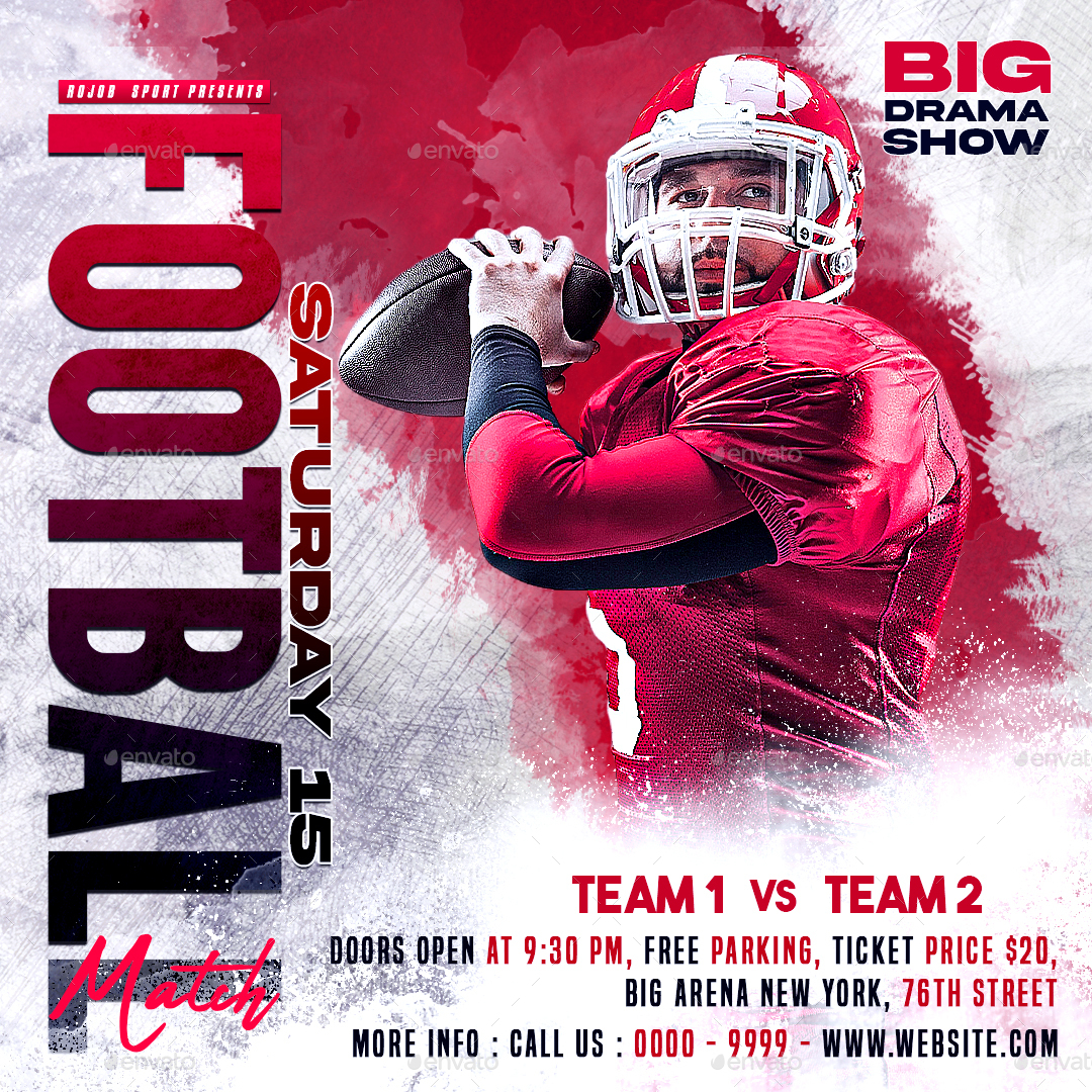 Football Social Media Template Set, Web Elements | GraphicRiver